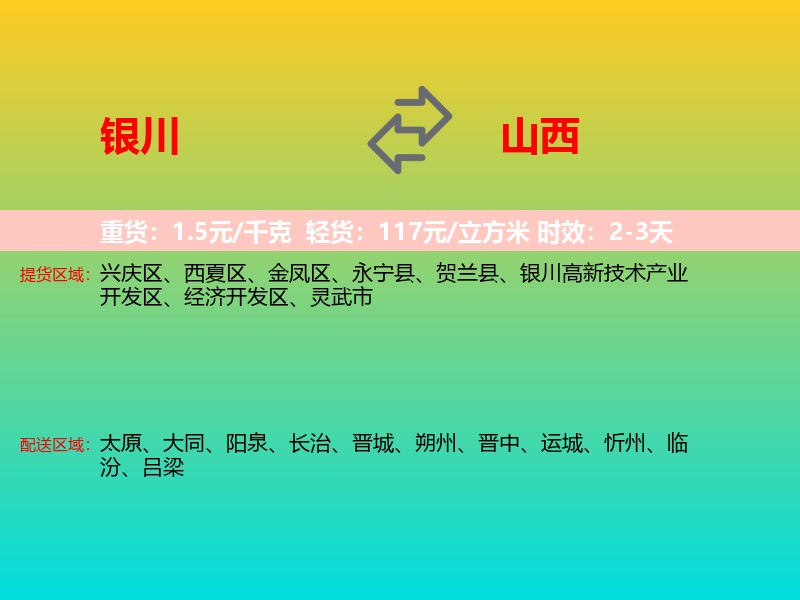 银川到山西长途搬家