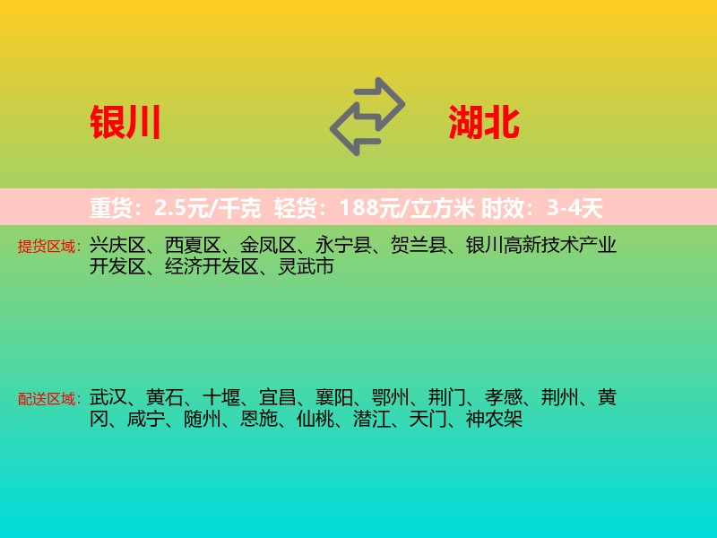 银川到湖北长途搬家