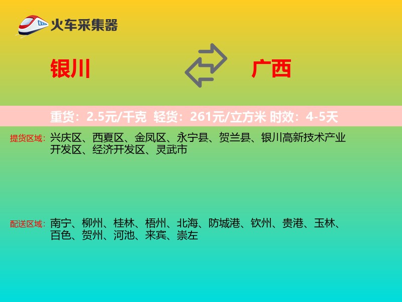 银川到广西物流专线