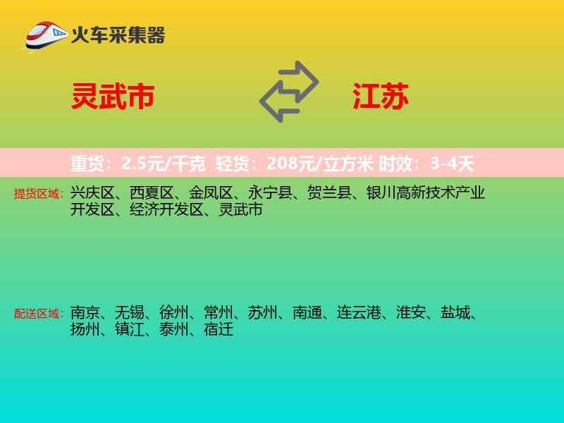 灵武市到江苏物流专线