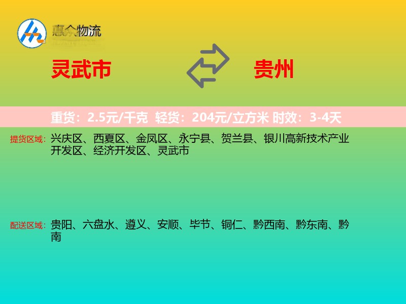 灵武市到贵州长途搬家