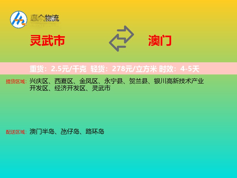 灵武市到澳门长途搬家
