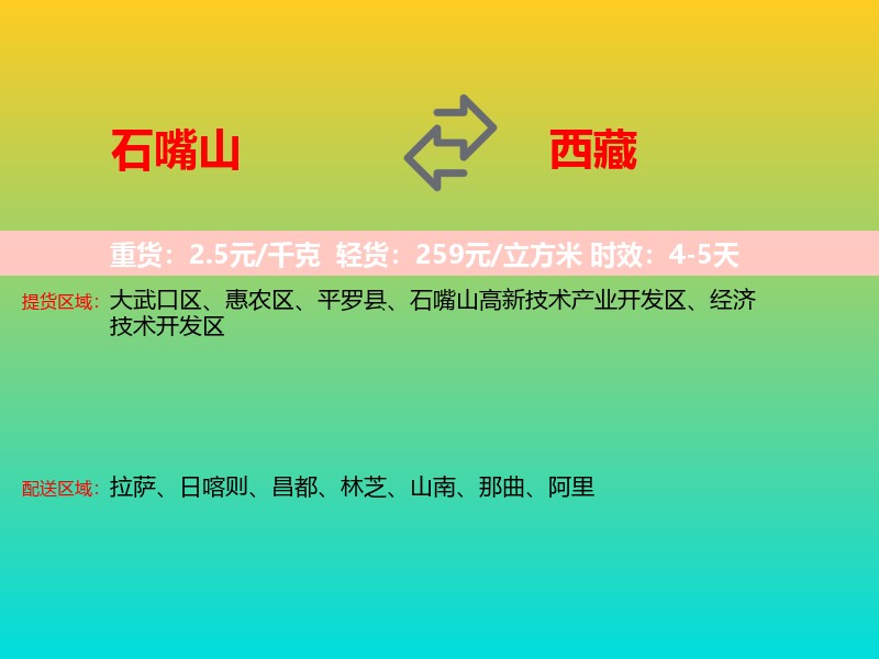 石嘴山到西藏长途搬家