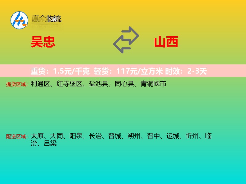 吴忠到山西长途搬家