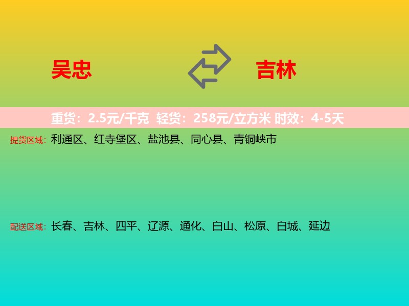 吴忠到吉林长途搬家