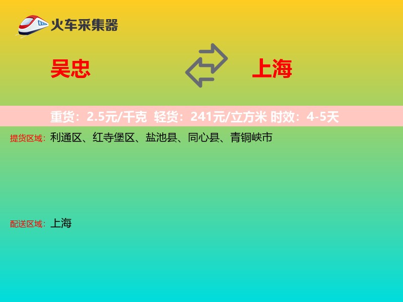 吴忠到上海物流专线