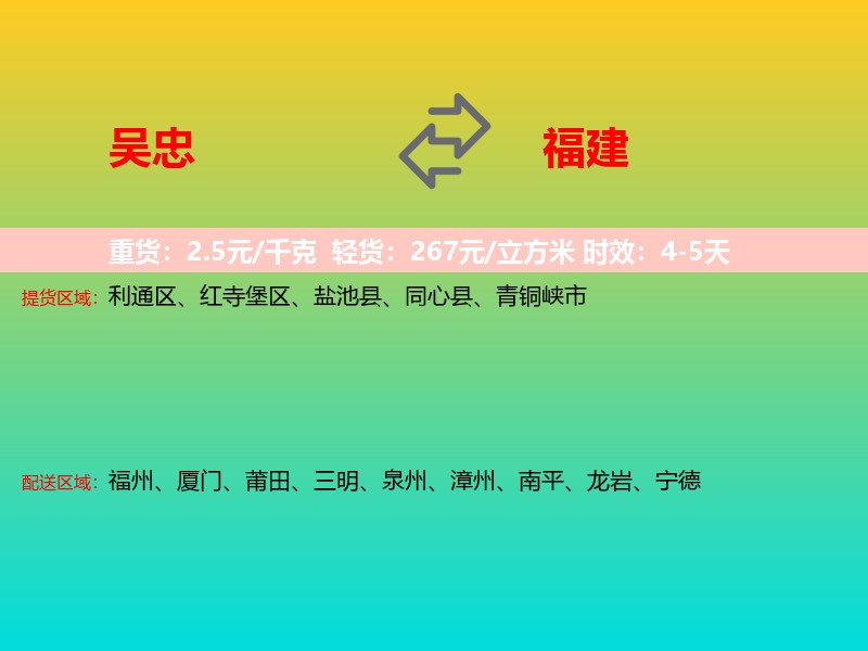 吴忠到福建长途搬家