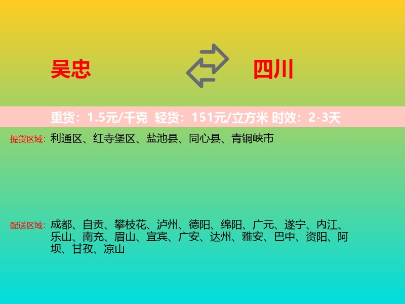 吴忠到四川长途搬家