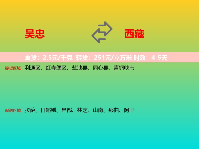 吴忠到西藏长途搬家