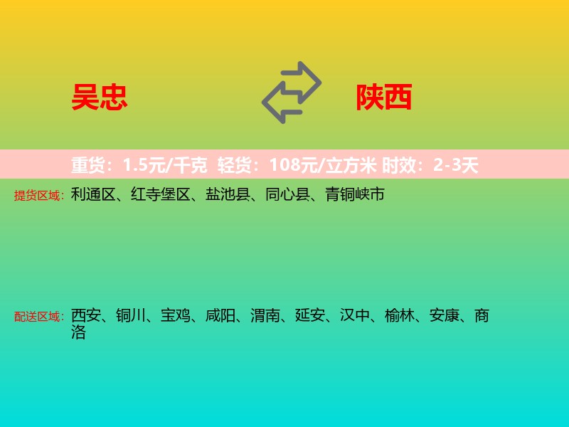 吴忠到陕西长途搬家