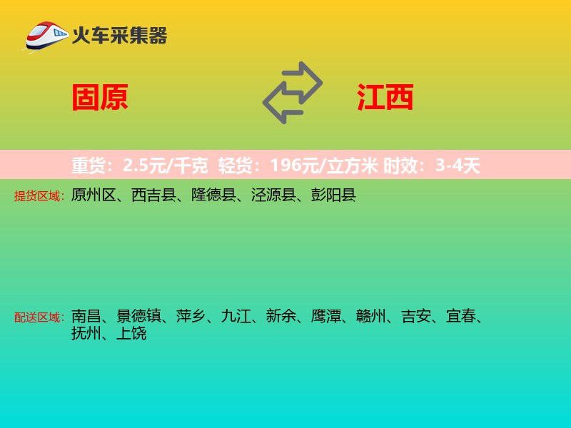 固原到江西轿车托运