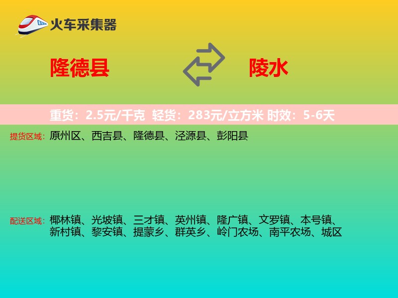 隆德县到陵水物流专线
