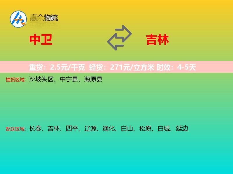 中卫到吉林长途搬家