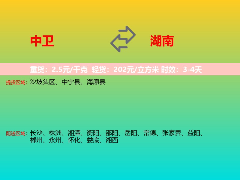 中卫到湖南长途搬家