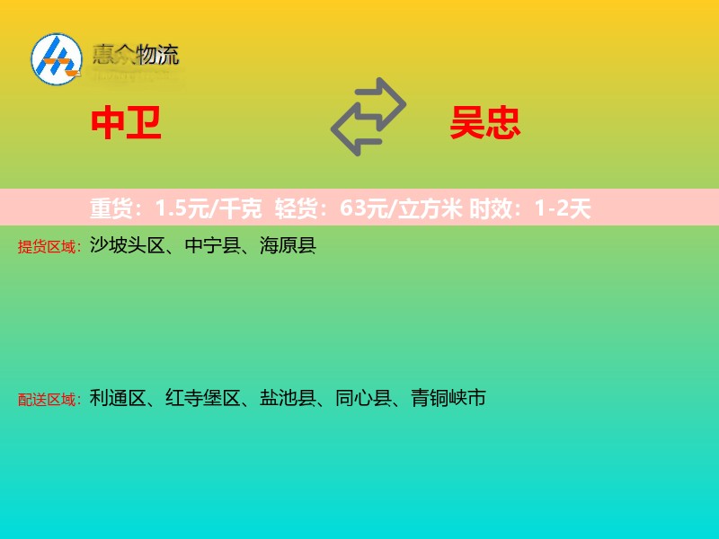中卫到吴忠物流专线