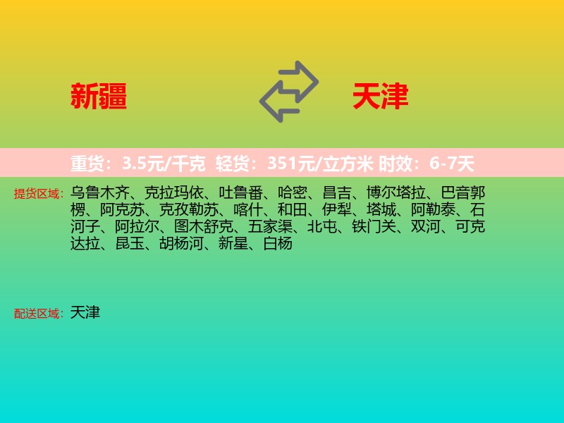 新疆到天津长途搬家