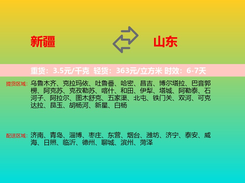 新疆到山东长途搬家