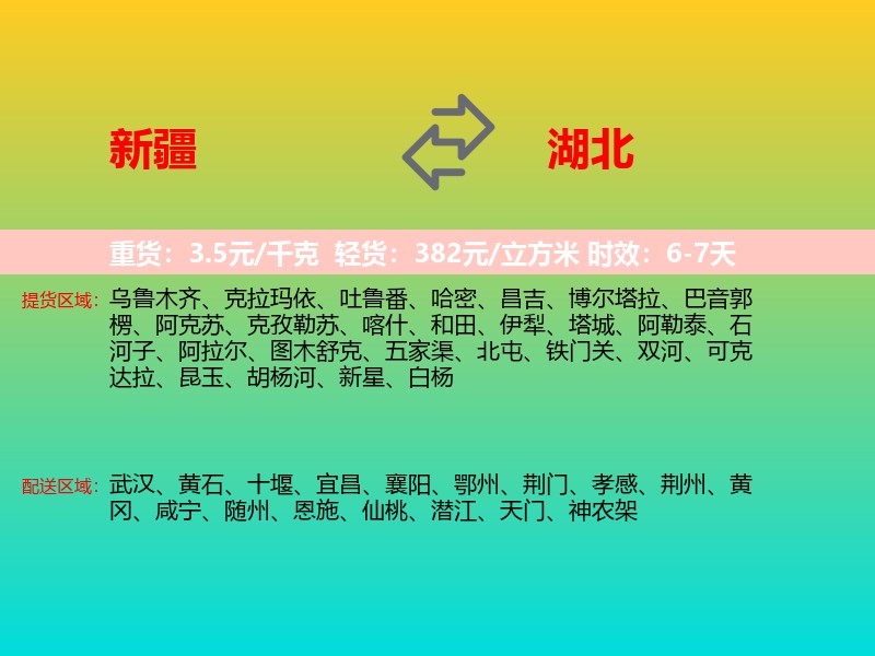 新疆到湖北长途搬家