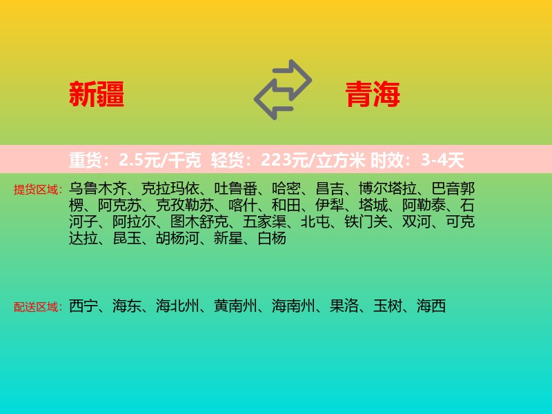 新疆到青海长途搬家