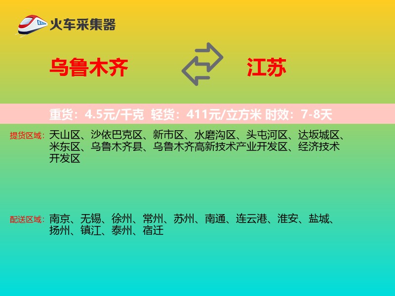 乌鲁木齐到江苏物流专线