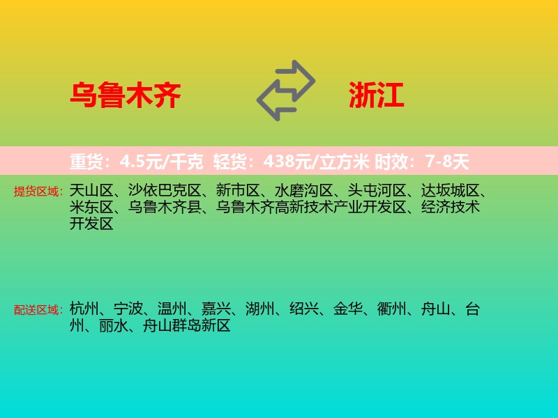 乌鲁木齐到浙江长途搬家