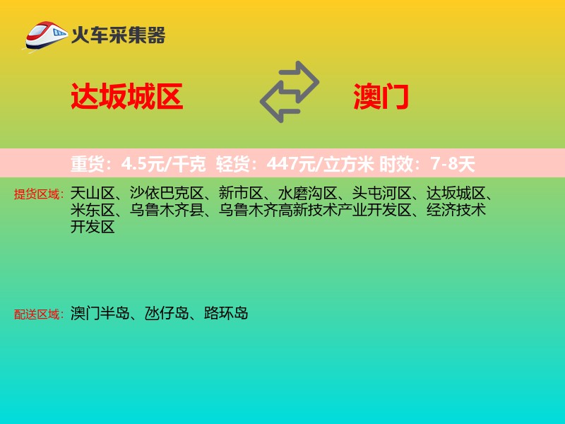 达坂城区到澳门轿车托运
