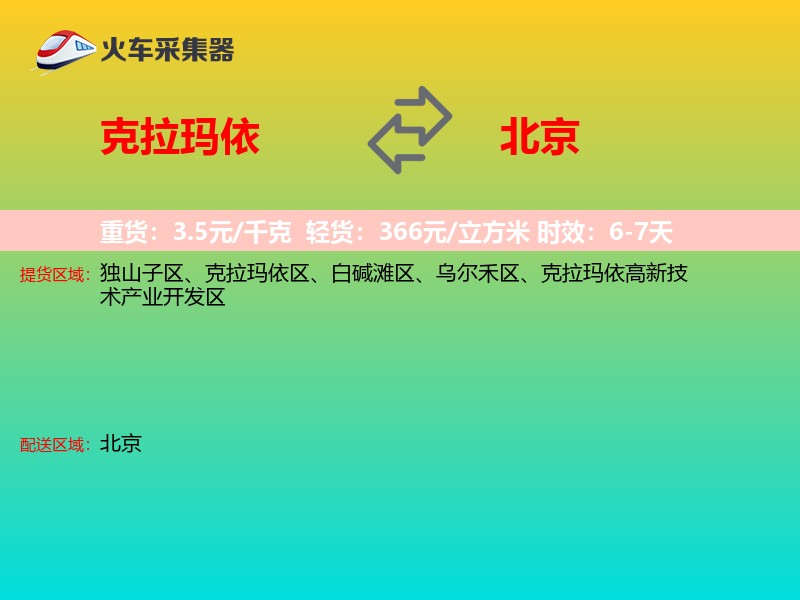 克拉玛依到北京轿车托运