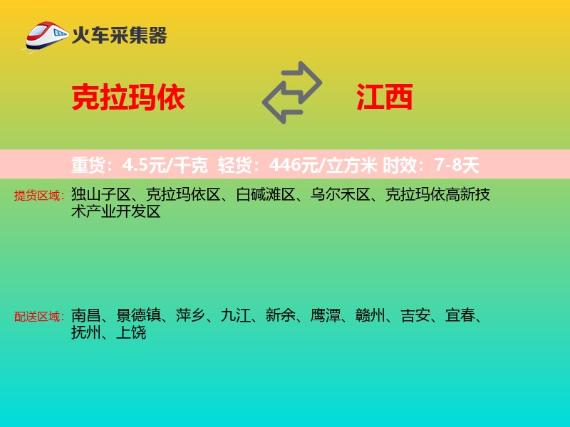克拉玛依到江西物流专线