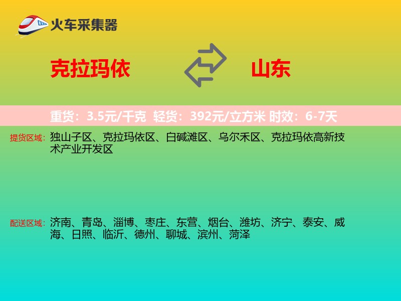 克拉玛依到山东轿车托运