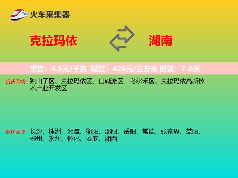 克拉玛依到湖南轿车托运
