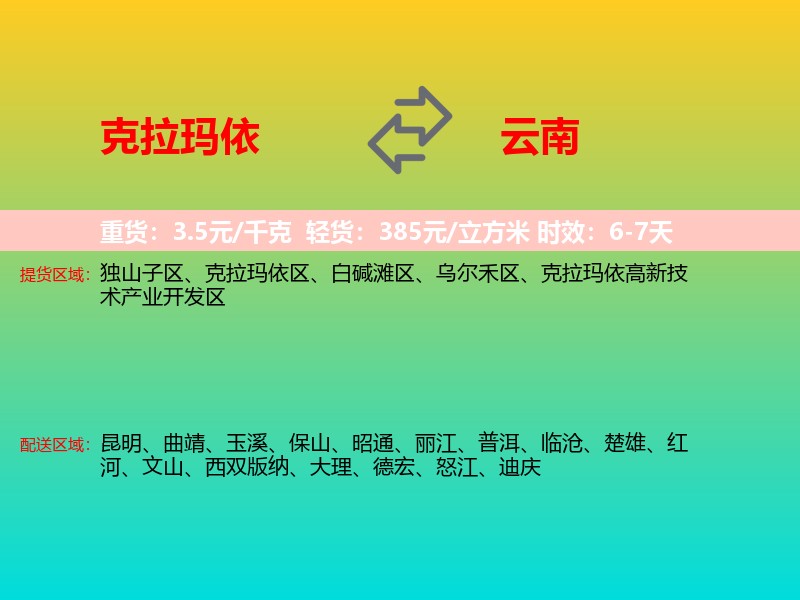 克拉玛依到云南长途搬家