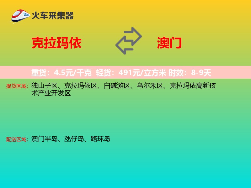 克拉玛依到澳门轿车托运