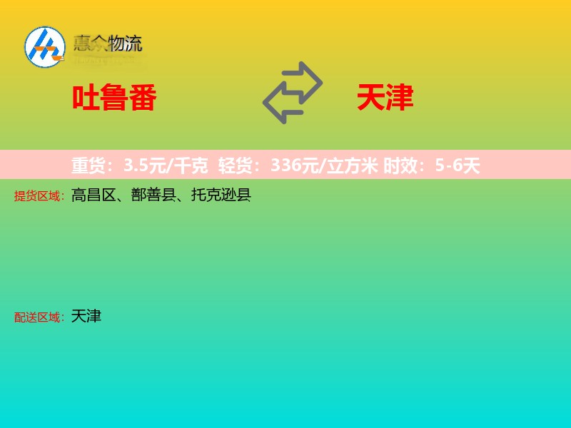 吐鲁番到天津物流专线