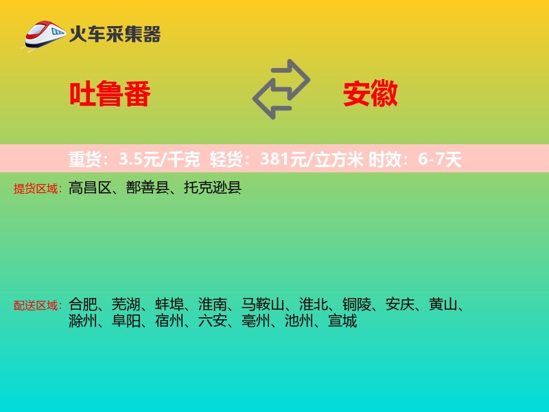 吐鲁番到安徽物流专线