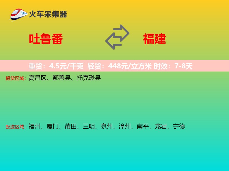 吐鲁番到福建轿车托运