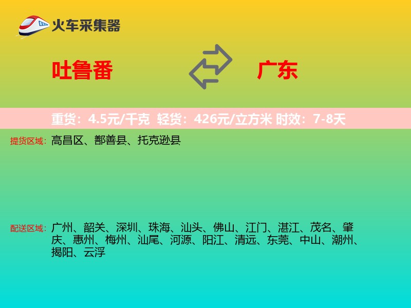 吐鲁番到广东轿车托运