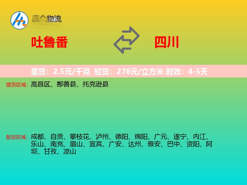 吐鲁番到四川长途搬家