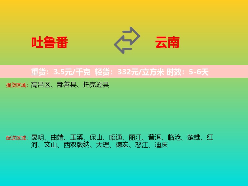 吐鲁番到云南长途搬家