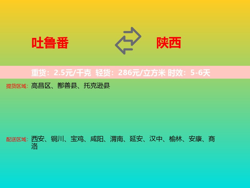 吐鲁番到陕西长途搬家