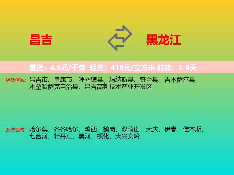 昌吉到黑龙江长途搬家