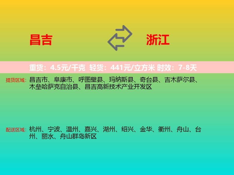 昌吉到浙江长途搬家