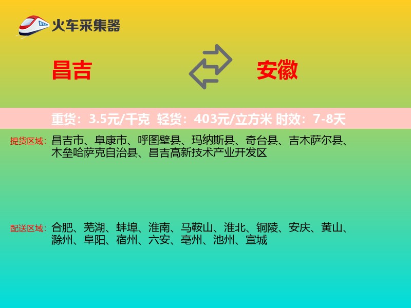 昌吉到安徽物流专线