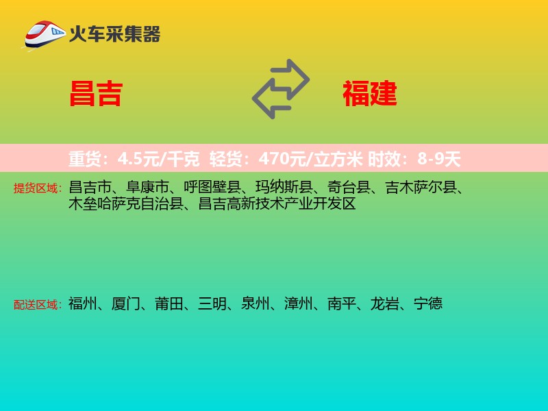 昌吉到福建长途搬家