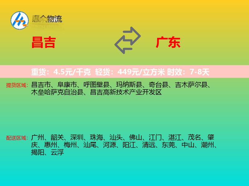 昌吉到广东长途搬家
