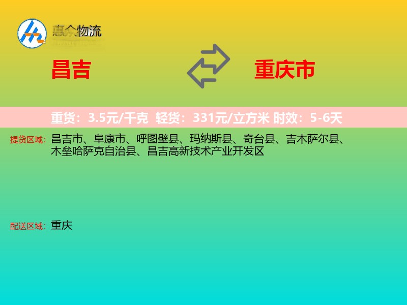 昌吉到重庆市轿车托运