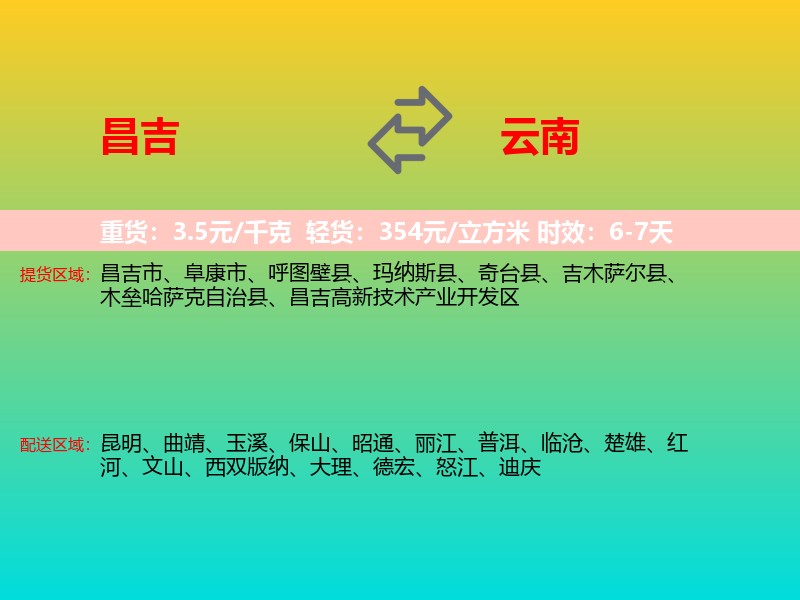 昌吉到云南长途搬家