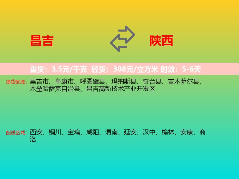 昌吉到陕西长途搬家