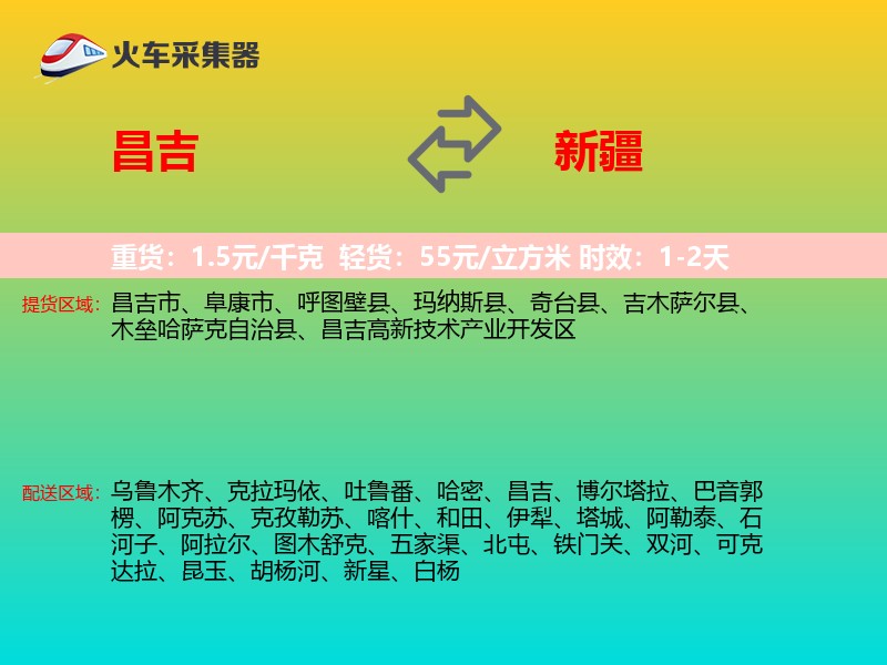 昌吉到新疆物流专线