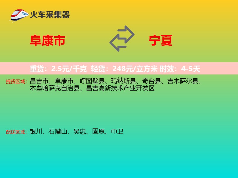 阜康市到宁夏物流专线