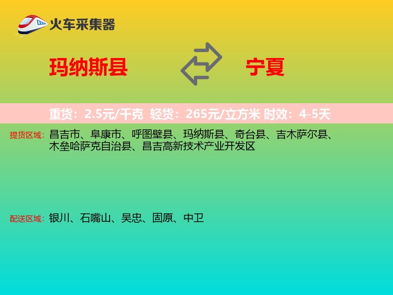玛纳斯县到宁夏轿车托运